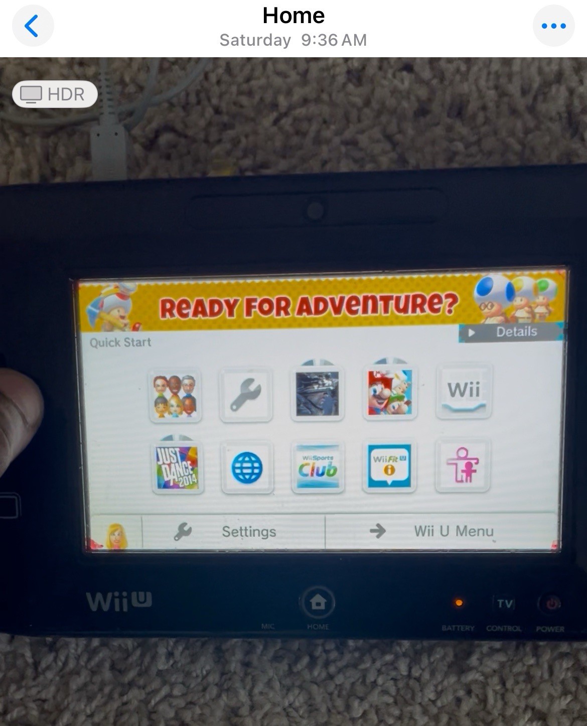 Nintendo Wii U WUP-010 Gamepad Only Black Works Tested