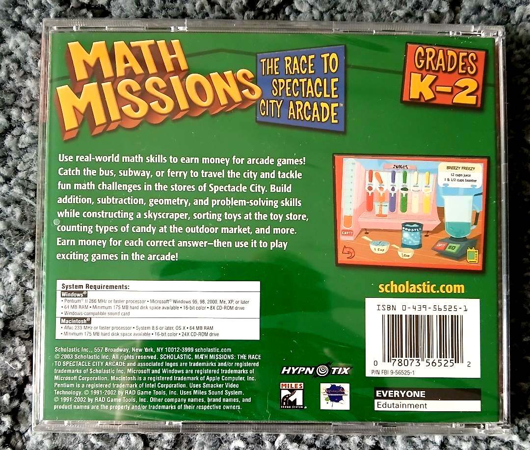 SEALED NEW Math Missions The Race to Spectacle City Arcade Grades K-2 CD MAC WIN