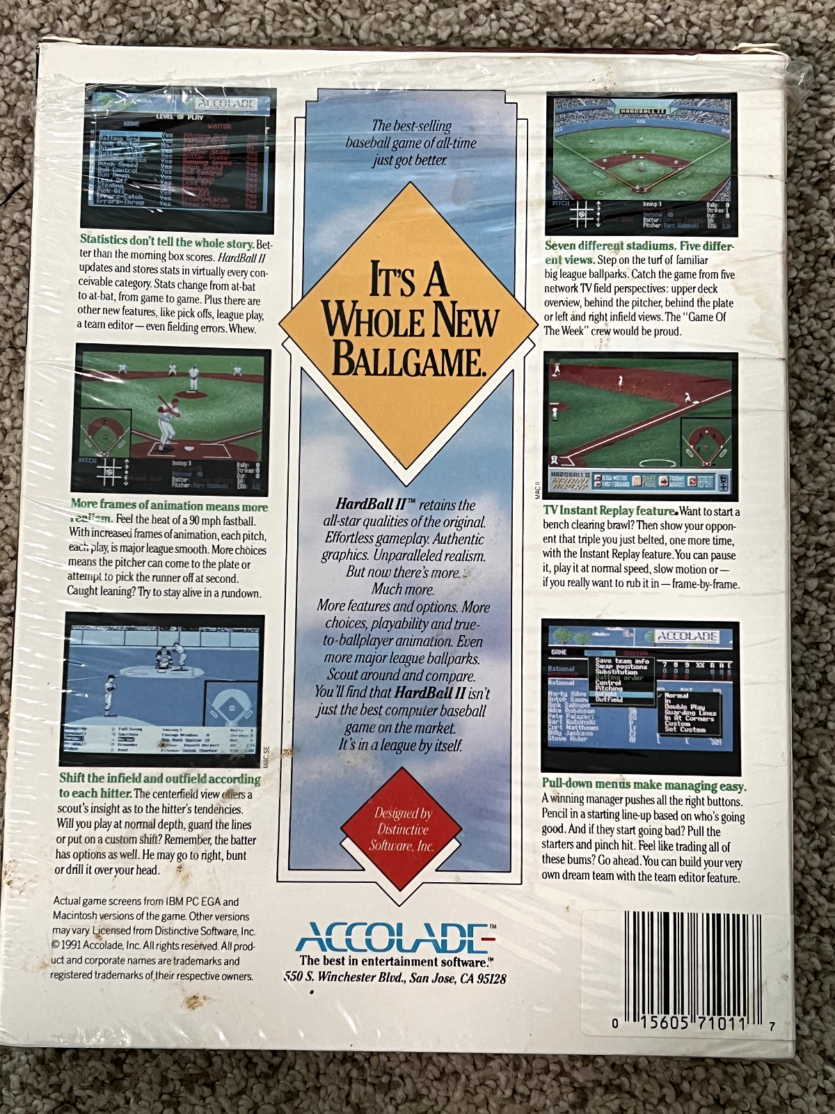 Hard Ball II by Accolade for Macintosh – box only – excellent condition!