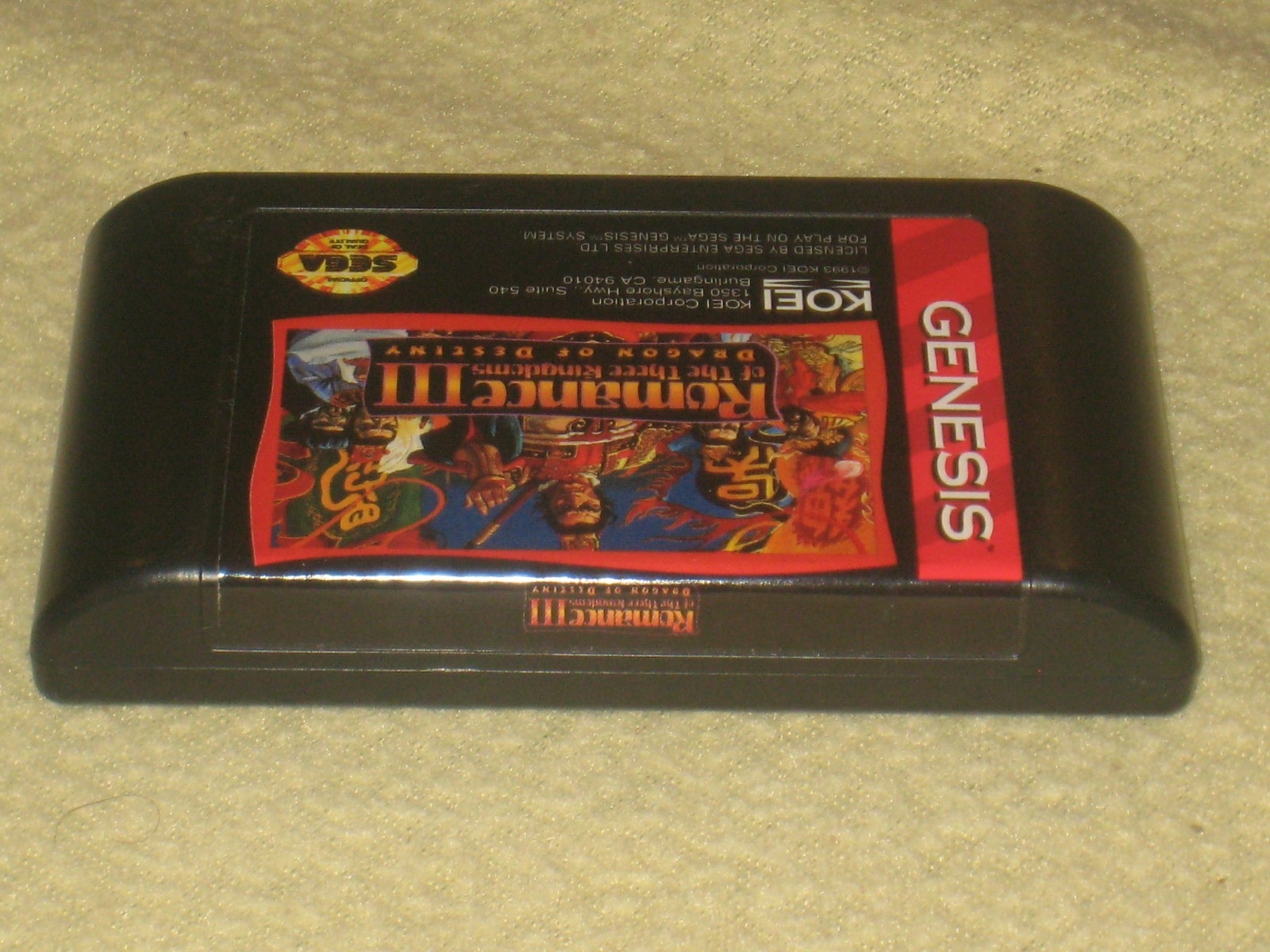 Romance III: Dragon Complete (No Map) for Sega Genesis. Authentic. Clean/Test.