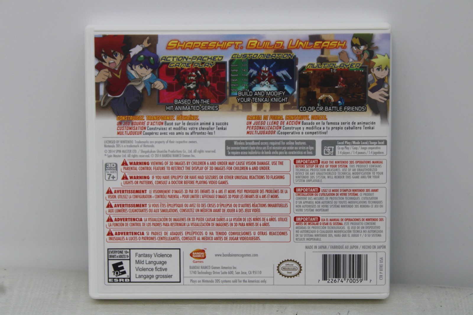 Tenkai Knights: Brave Battle (Nintendo 3DS, 2014) TESTED! Complete! FREE SHIP!