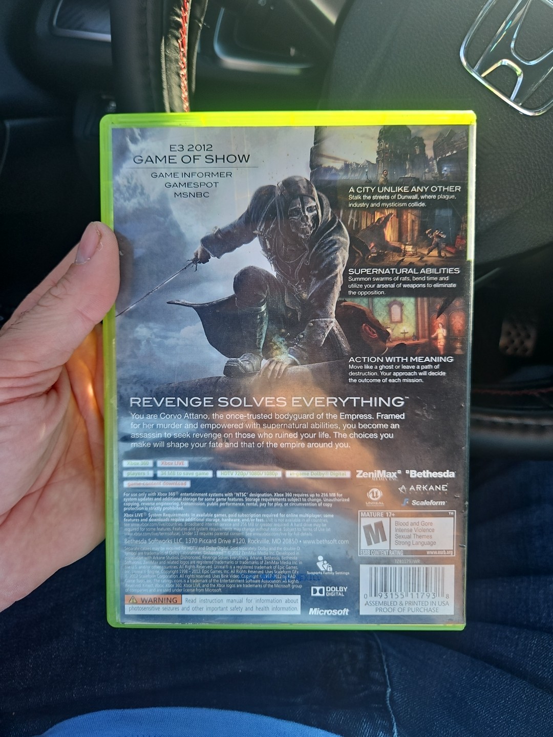 Dishonored Microsoft Xbox 360, 2012,with Manual