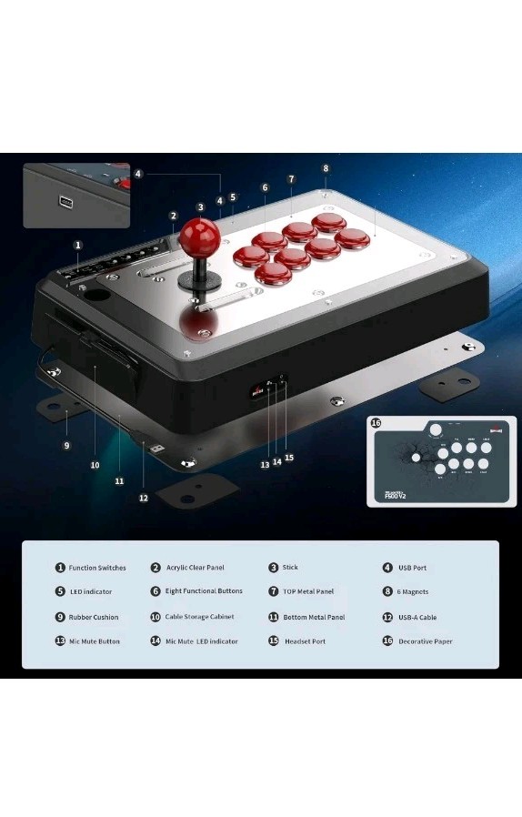 MAYFLASH F500 V2 Arcade Fight Stick for PS 3&4 Switch Xbox Steam Deck PC MacOS