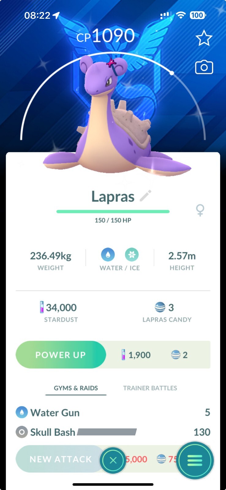 Shiny Lapras with Blanche Accessory have Background – Trade – Read Description