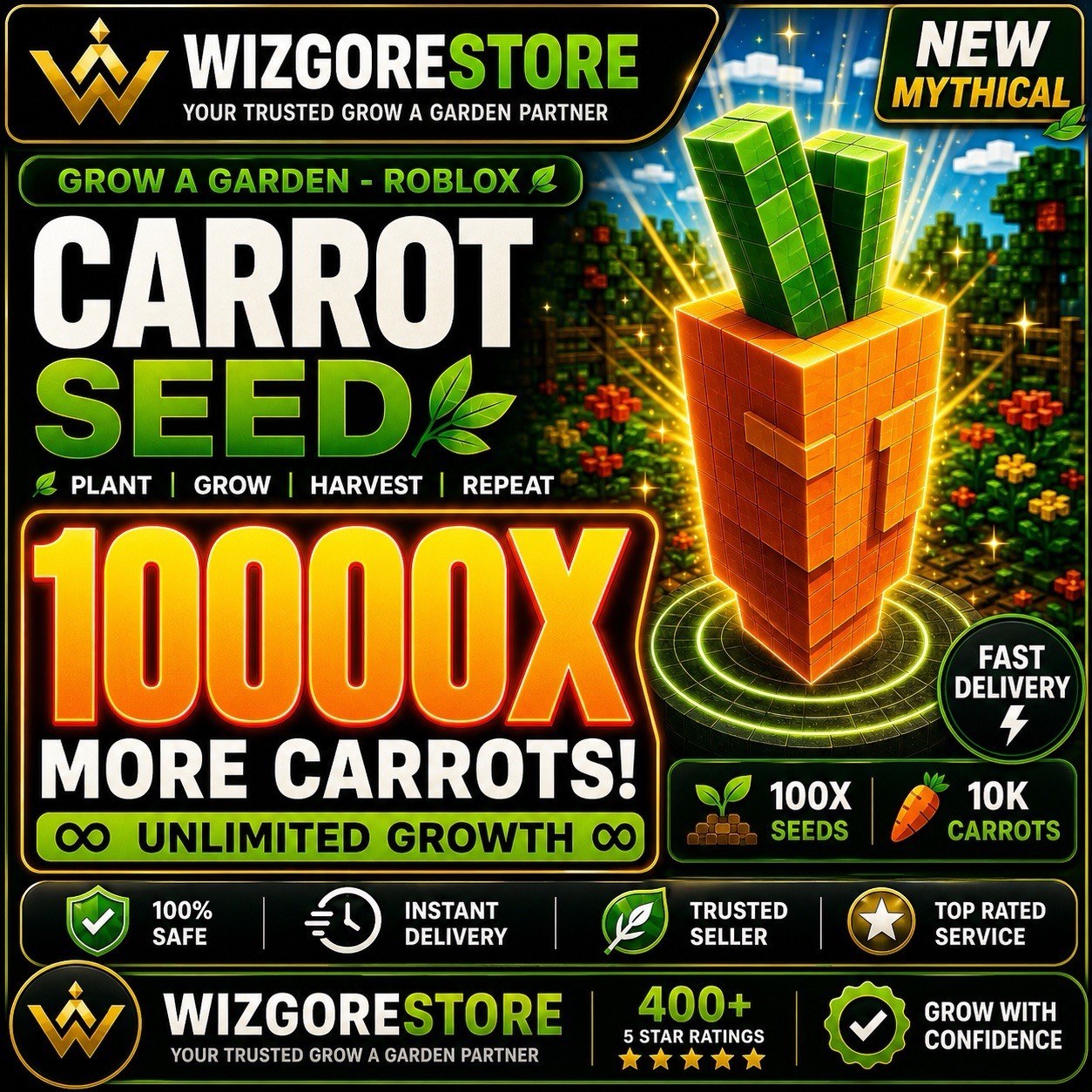 CARROT Seeds 10000X | FAST & EASY | Grow A Garden 2 | Trusted Seller