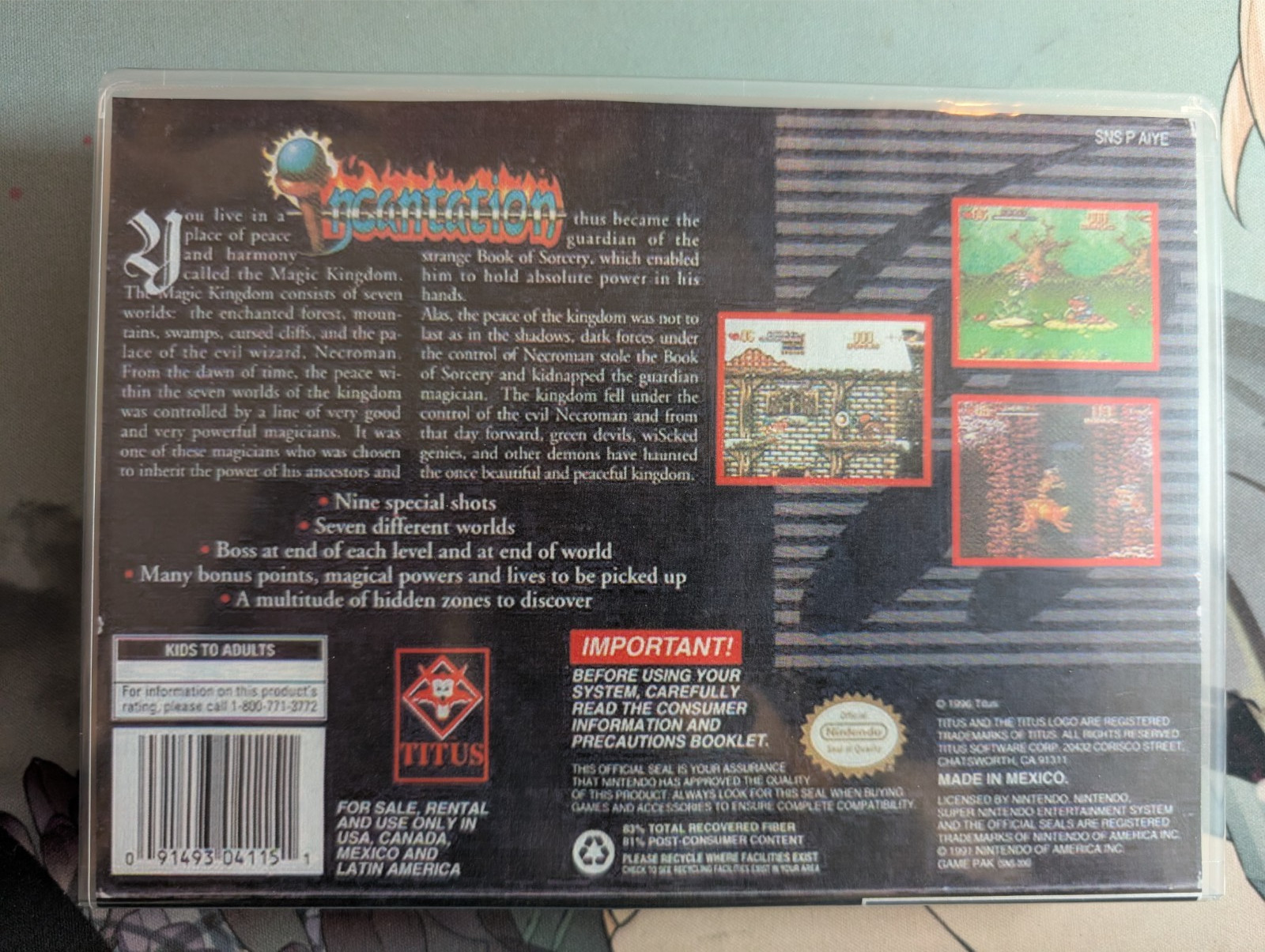 Authentic Incantation (Super Nintendo SNES) Cart Brazil Version + Hardshell Case
