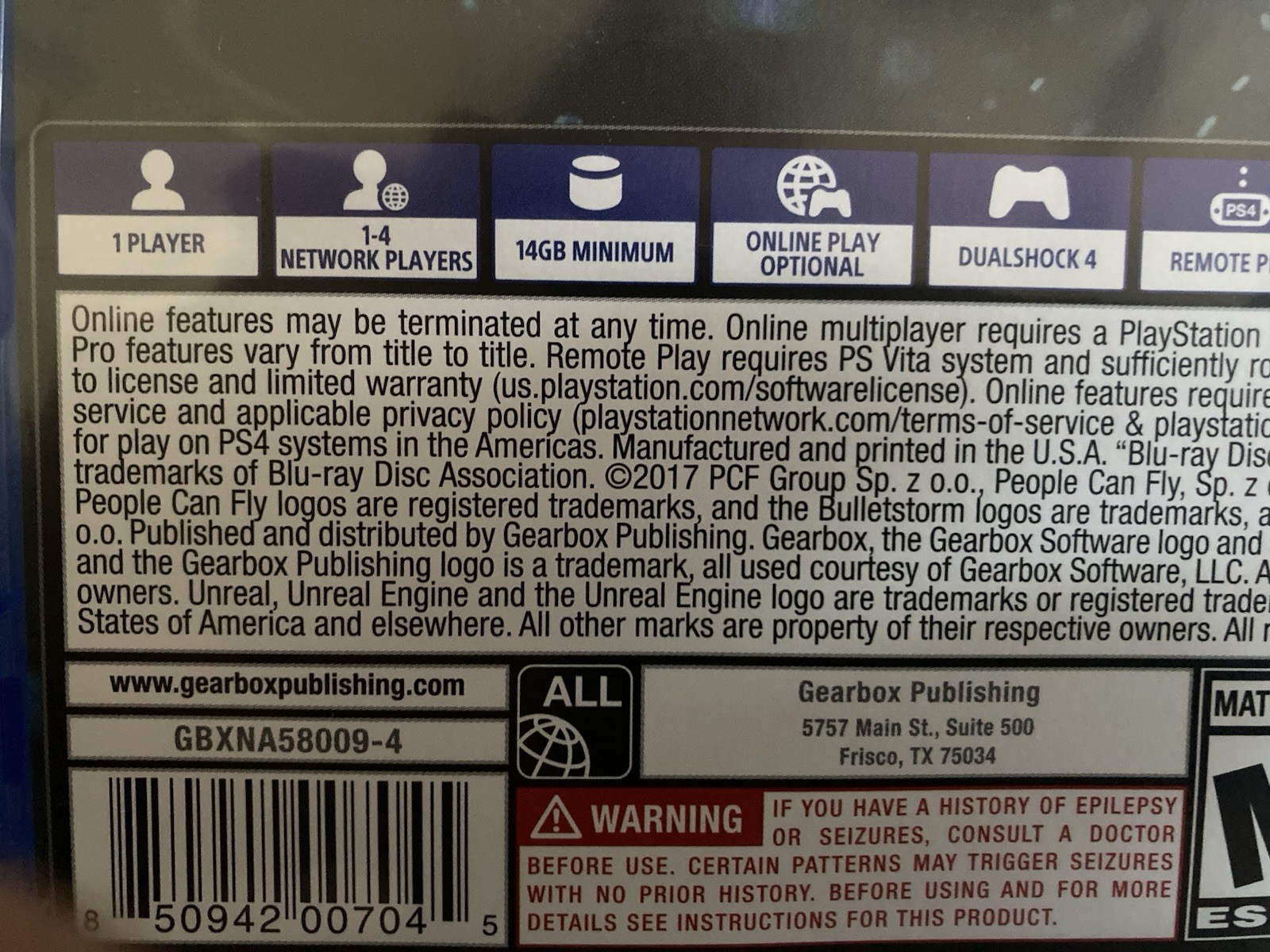 Bulletstorm: Full Clip Edition PS4 COMPLETE With Insert–Play As Duke Nukem