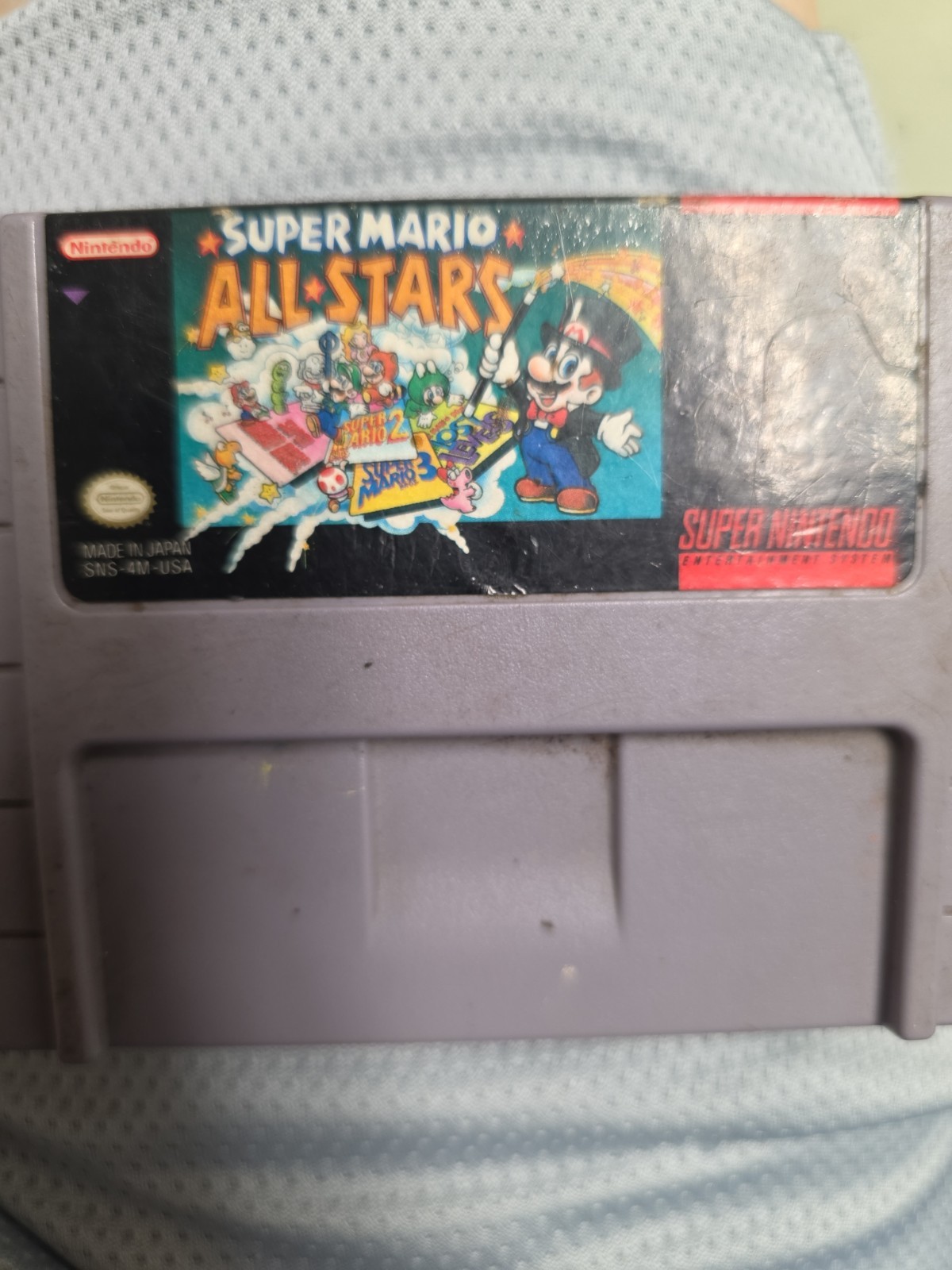 Super Mario All-Stars (SNES) TESTED Back Needs Replaced Dirty Cartridge