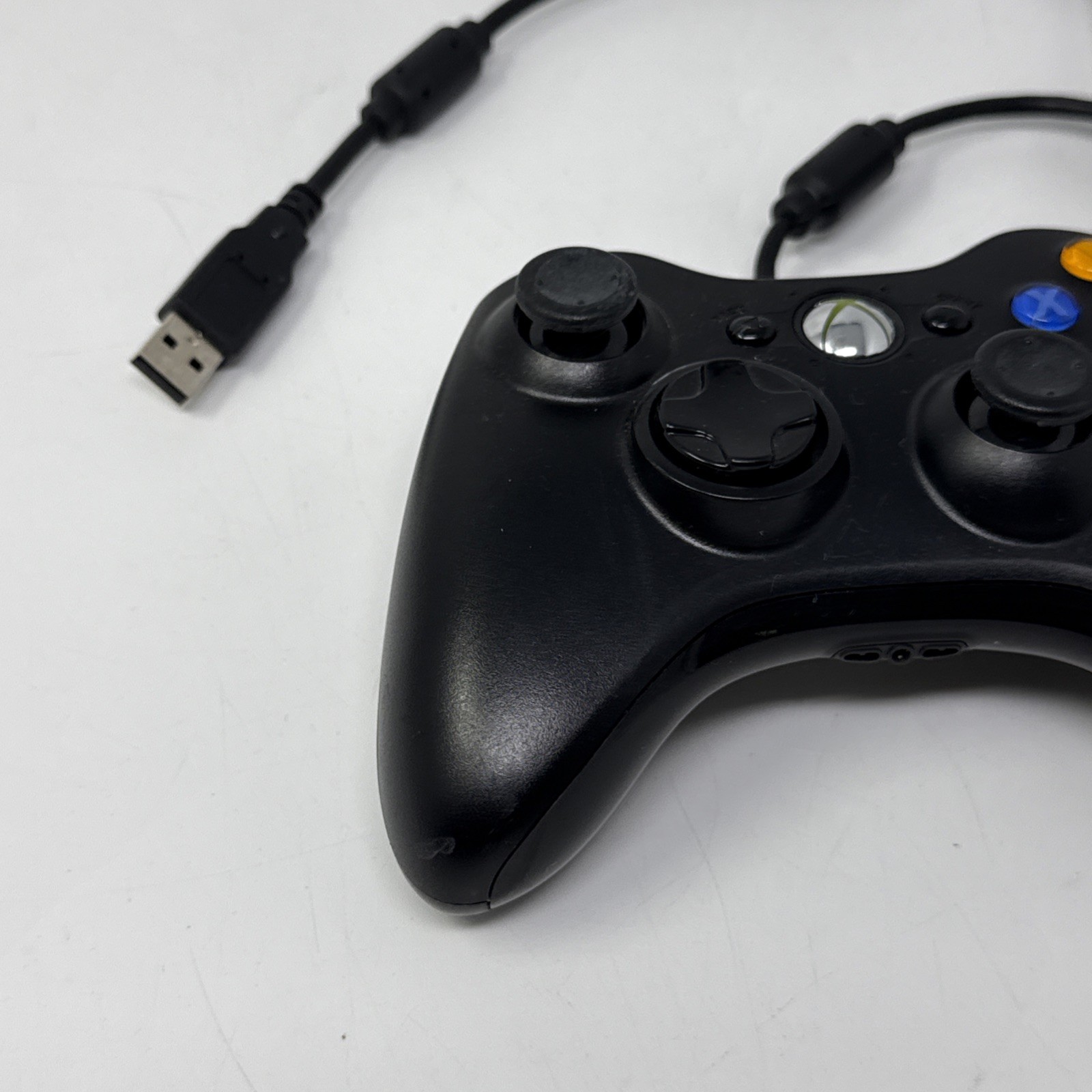 Microsoft Xbox 360 Wired Controller Black OEM With USB Breakaway Cable – Tested