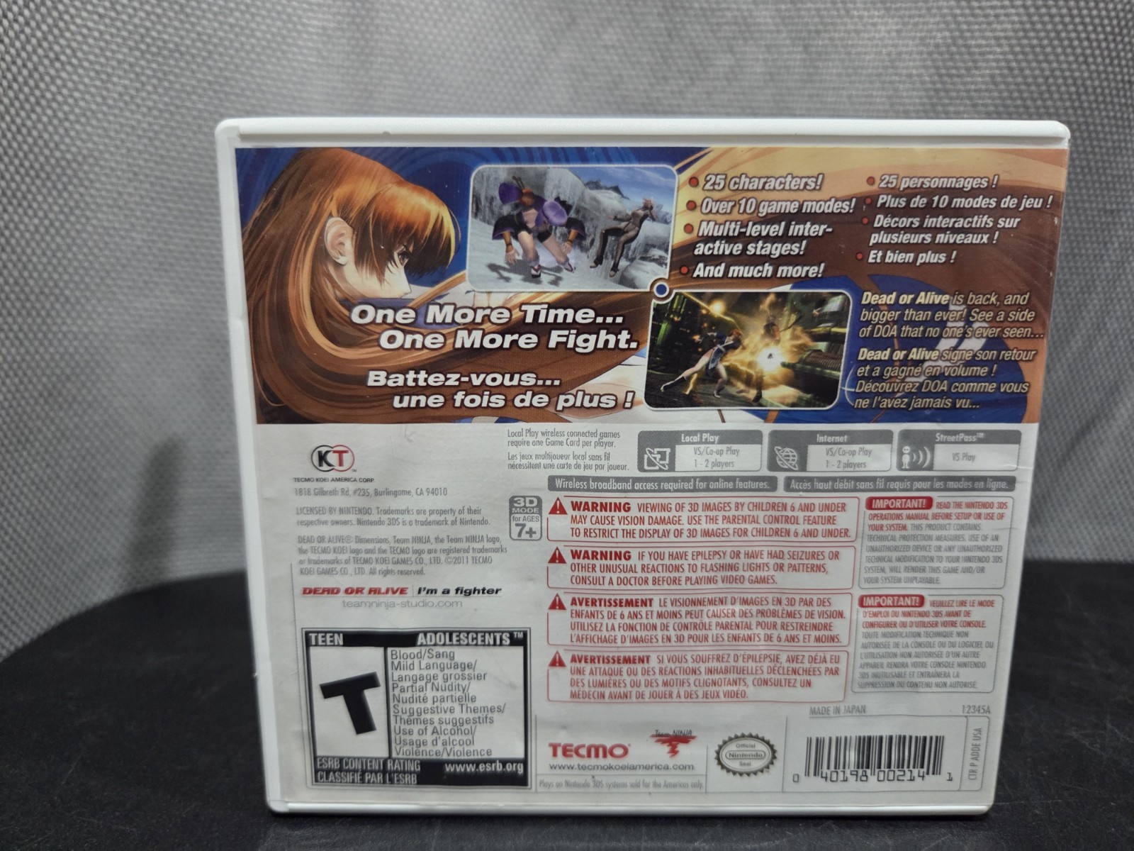 Dead or Alive: Dimensions (Nintendo 3DS, 2011) No Manual Tested And Working