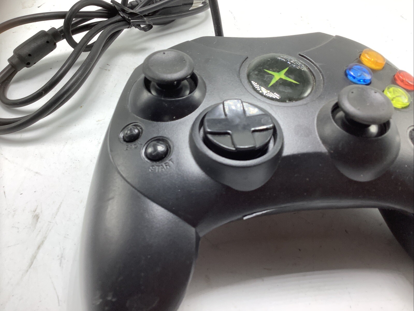 Microsoft Xbox Controller S X08-69873 Black TESTED NO BREAKAWAY CABLE -FREE SHIP