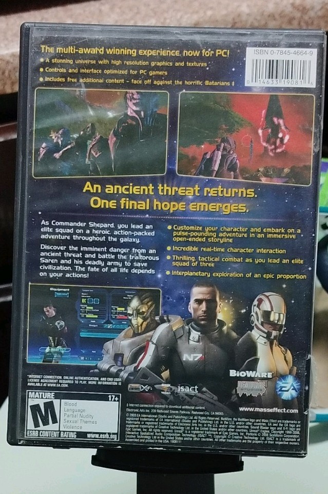 Electronic Arts Mass Effect PC DVD-ROM Manual Included Action Role Playing 2008