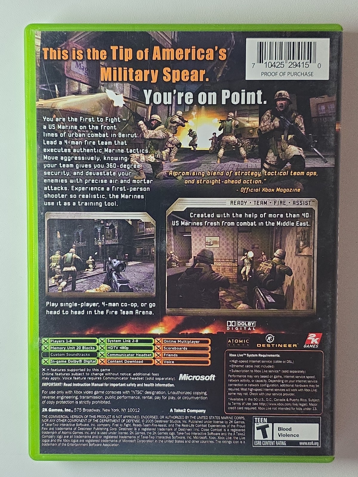 First to Fight – Original Xbox – Tested – No Manual