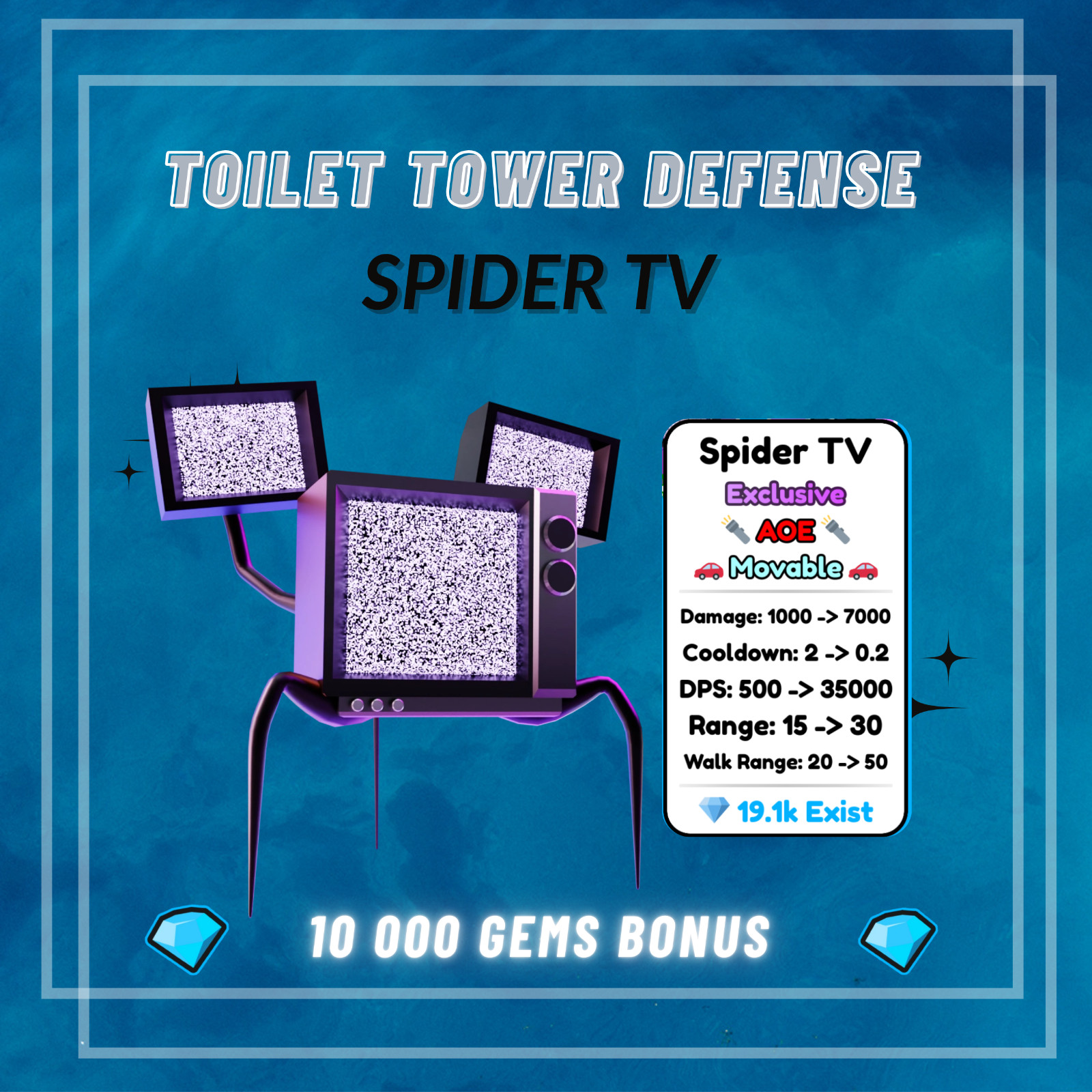 Spider TV | Toilet Tower Defense | TTD Roblox | ttd Units + 500 Gems