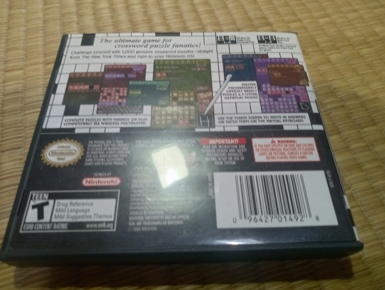 New York Times Crosswords (Nintendo DS, 2007) CIB manual, game, artwork,