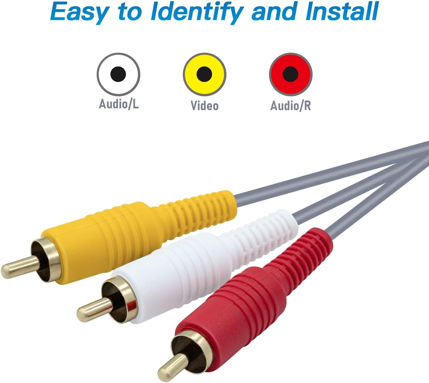 6FT Gold-Plated AV Cable for Wii and Wii U – Perfect for TV Connection