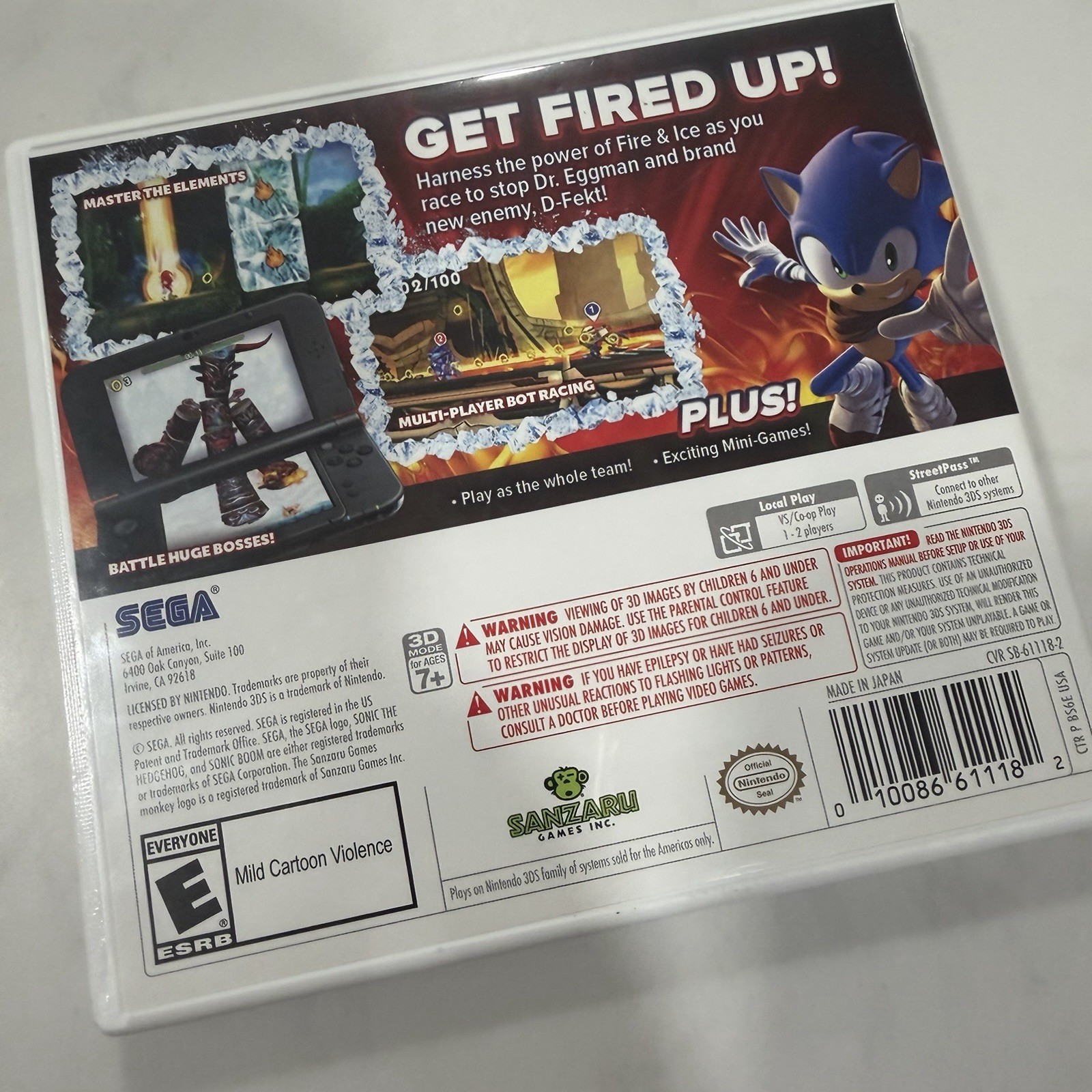 Sonic Boom Fire & Ice Nintendo 3DS Sega Animated Video Game CIB! Complete! WORKS