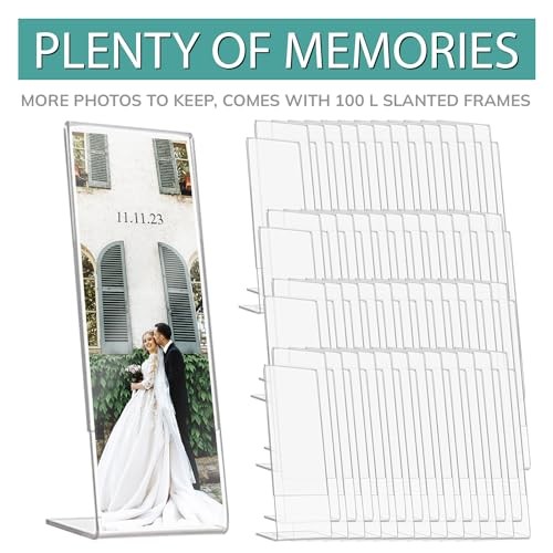 2×6 Acrylic Sign Holder | 2 x 6 Vertical Stand Up Slanted Sign 100 Clear