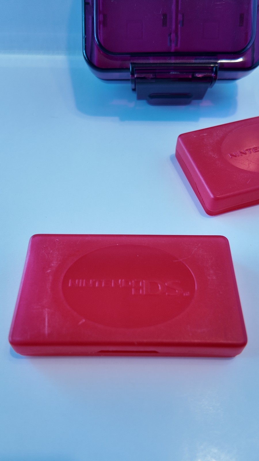 Nintendo 3DS Compact Game Cases, Clear Purple, Red Cases Holds 16 Game Cards