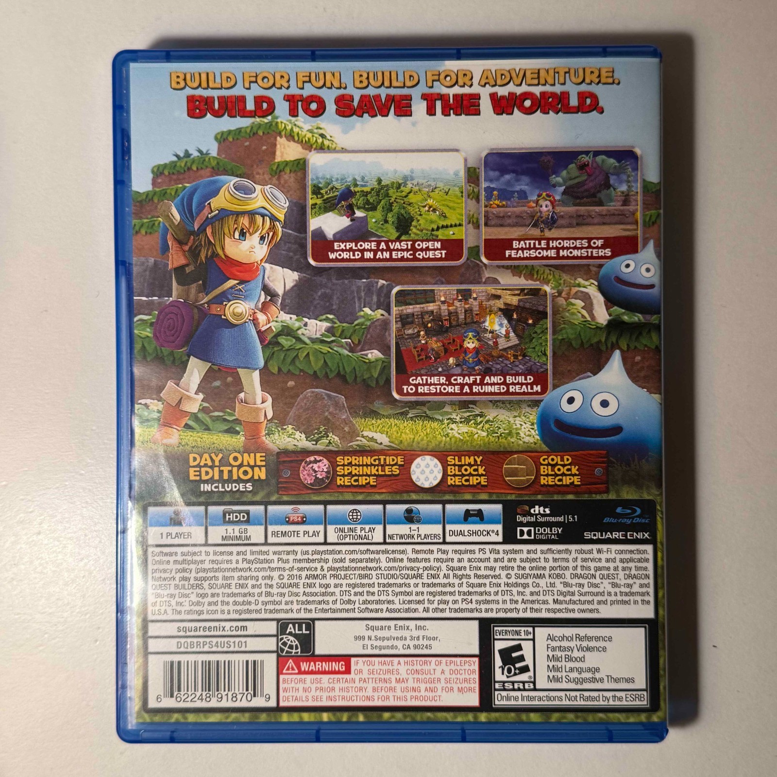 Dragon Quest Builders – Day One Edition | PS4 | Lot #3 | PRISTINE