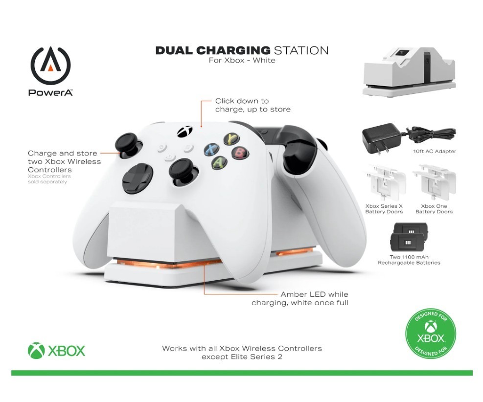 PowerA Dual Charging Station for Xbox Series X|S & Xbox One Wireless Controllers
