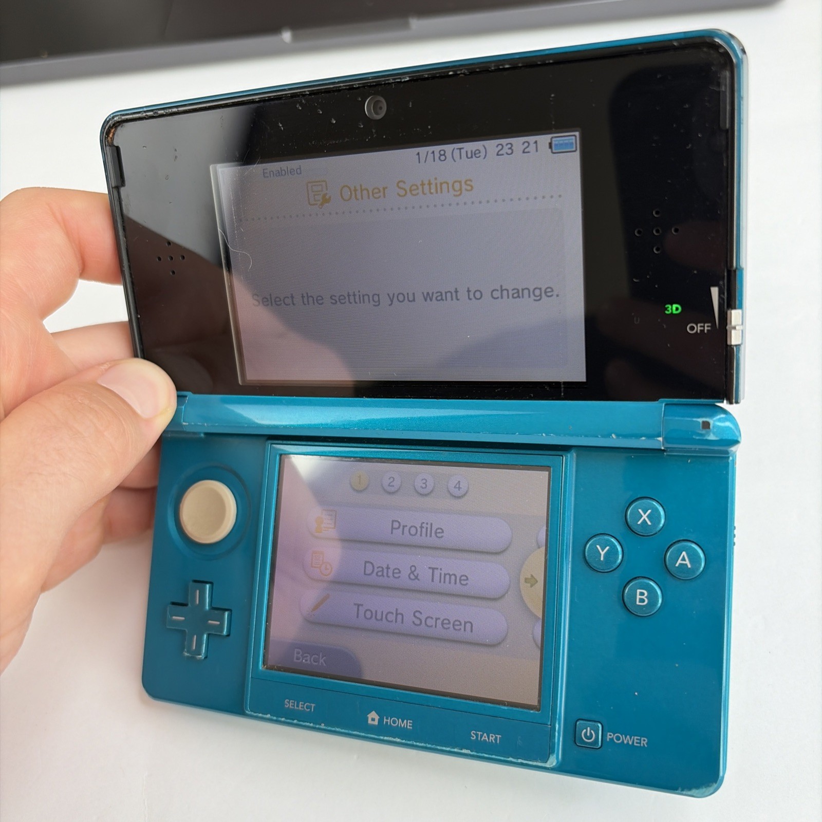 Nintendo 3DS System – Aqua Blue, Charger & Tested US Model