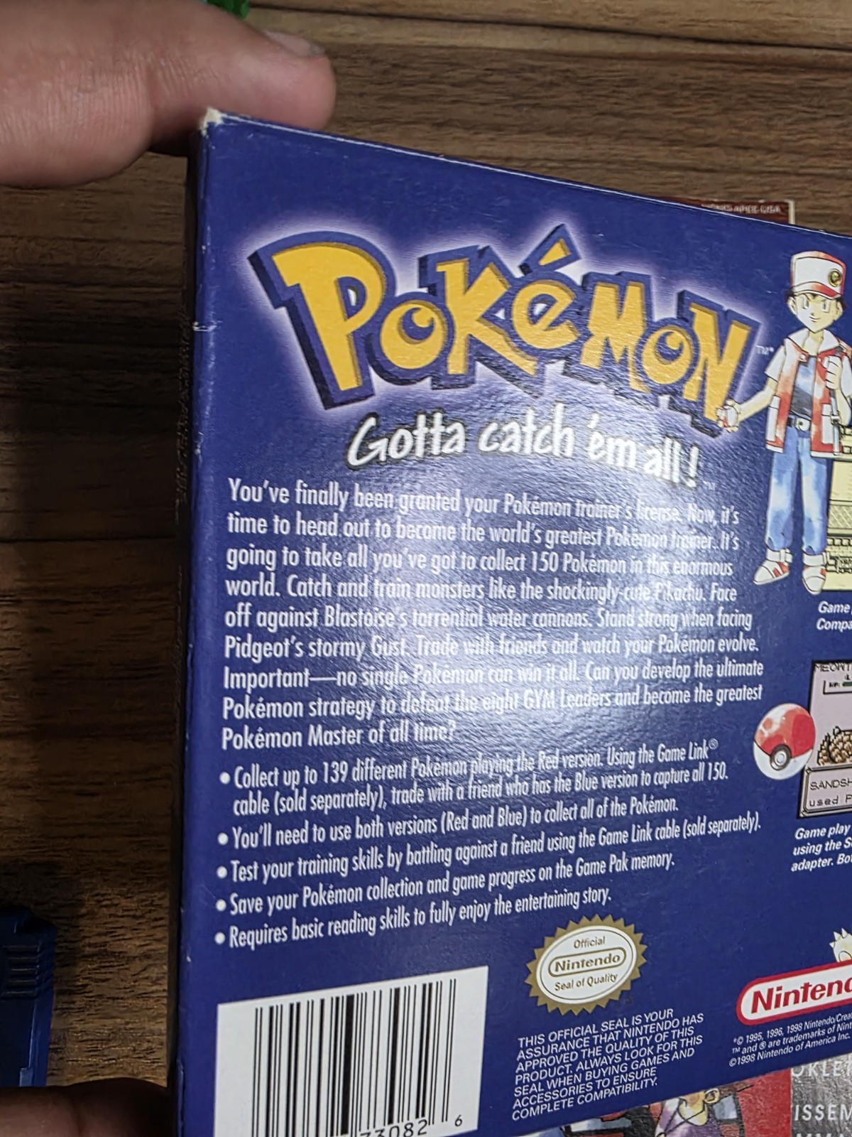 ERROR ! Pokemon Blue RED Error Text First 1st Print Complete Box CIB GameBoy GB