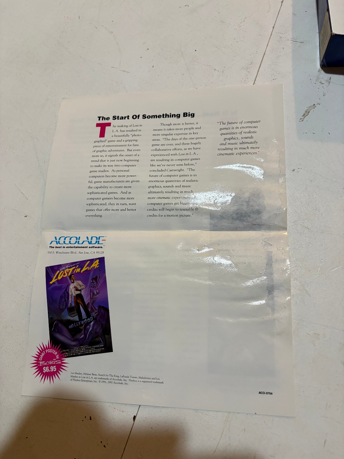 IBM PC Les Manley in: Lost in L.A. 3.5″ Game Big Box Accolade LA