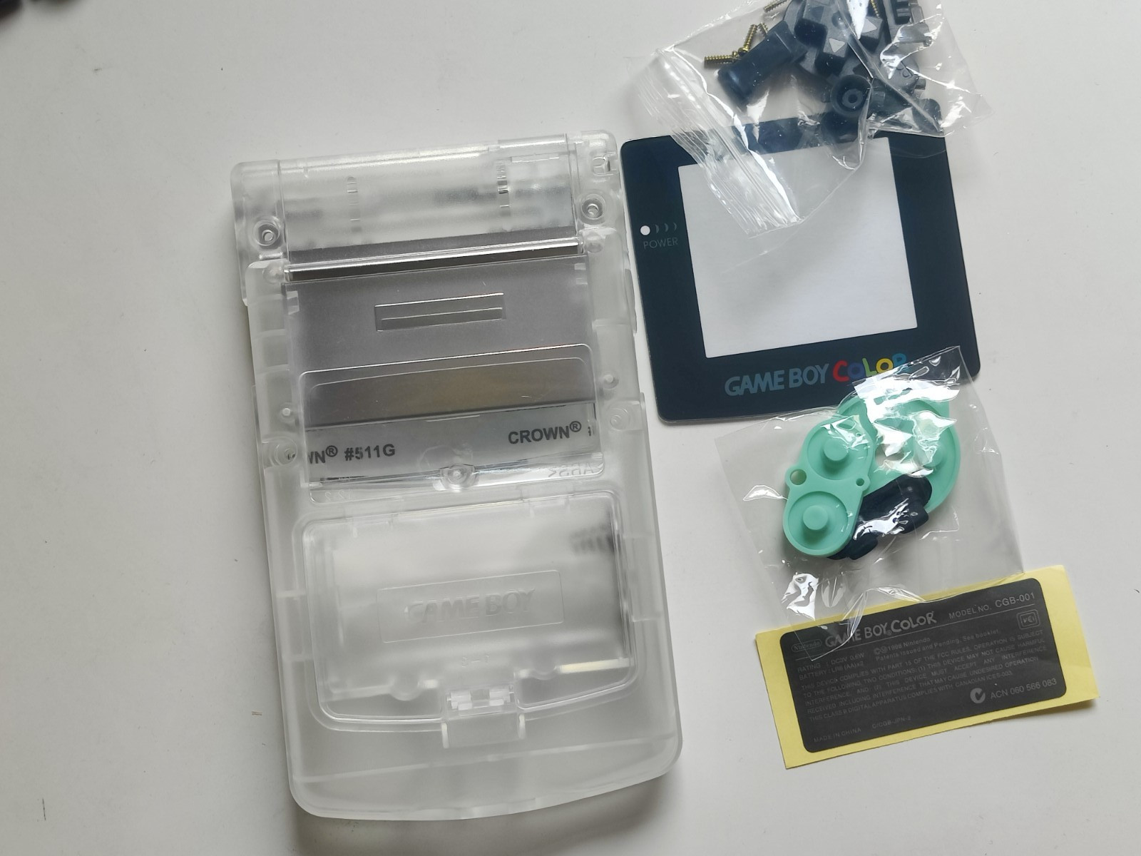 Clear White Replacement Housing Shell for Nintendo Game Boy Color GBC