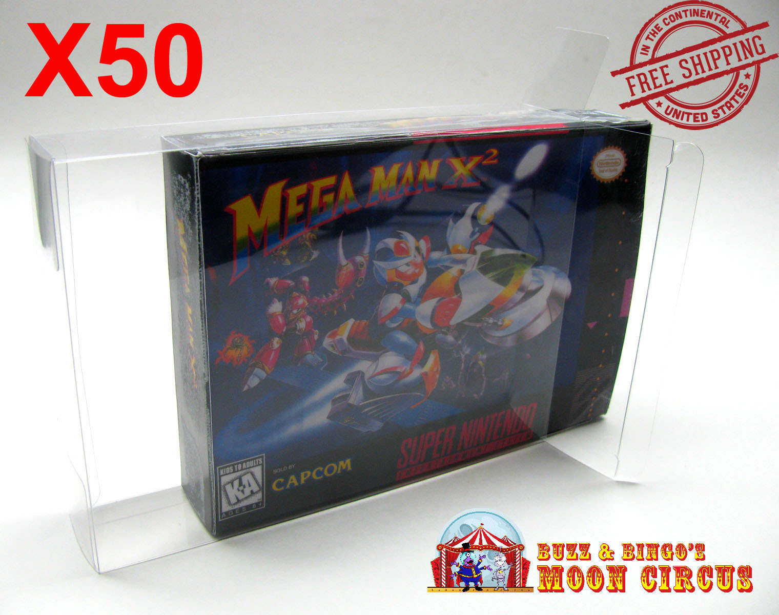 50x SUPER NINTENDO SNES CIB – CLEAR PLASTIC PROTECTIVE BOX PROTECTOR SLEEVE CASE