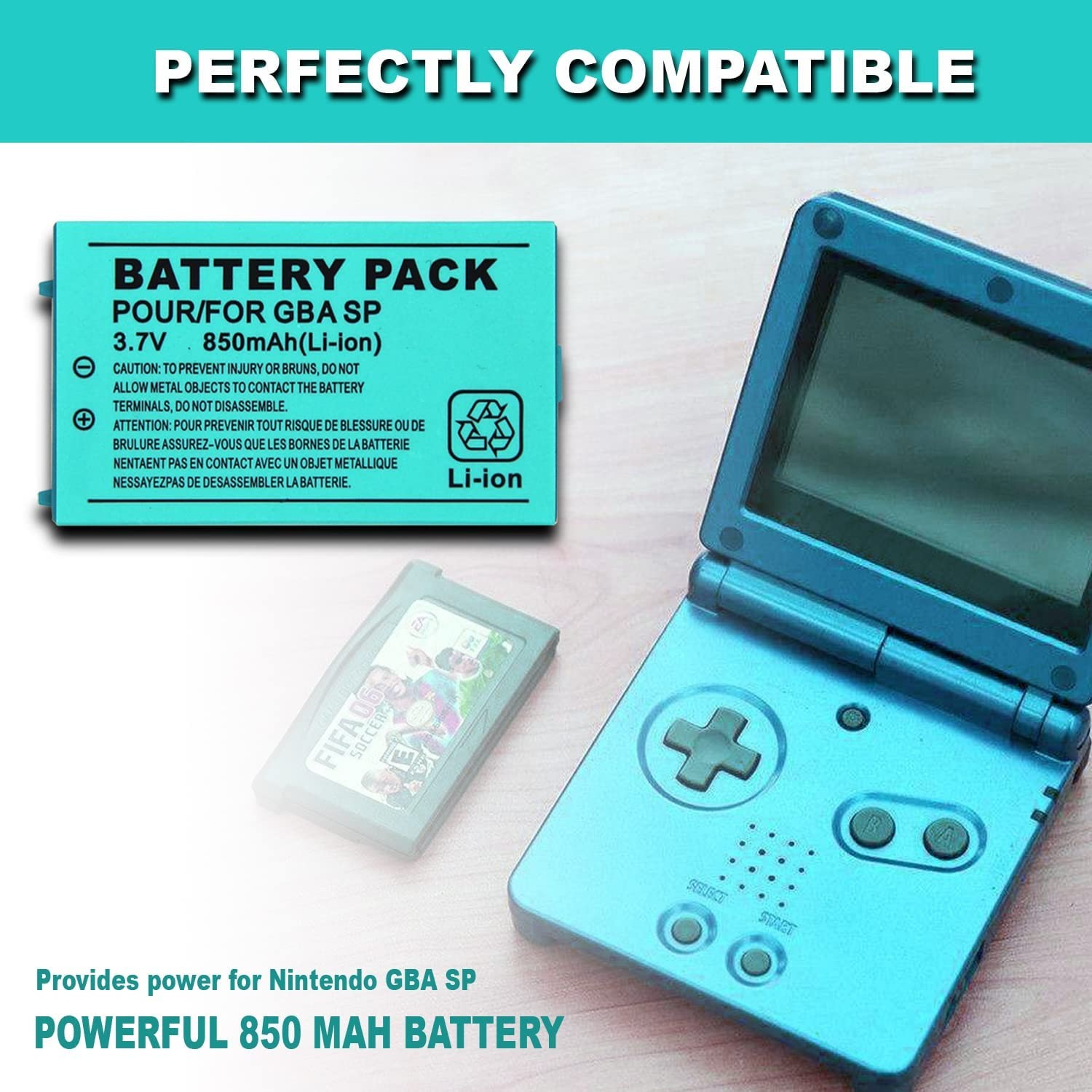 New Rechargeable Battery for Nintendo Game Boy Advance SP Systems 3.7 V – 850mAh