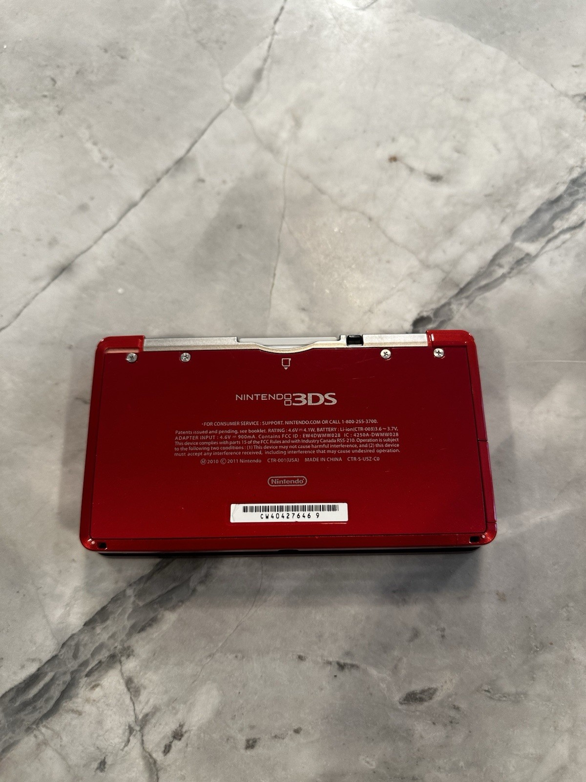 Flame Red Homebrewed 3DS W/ Charger and Stylus