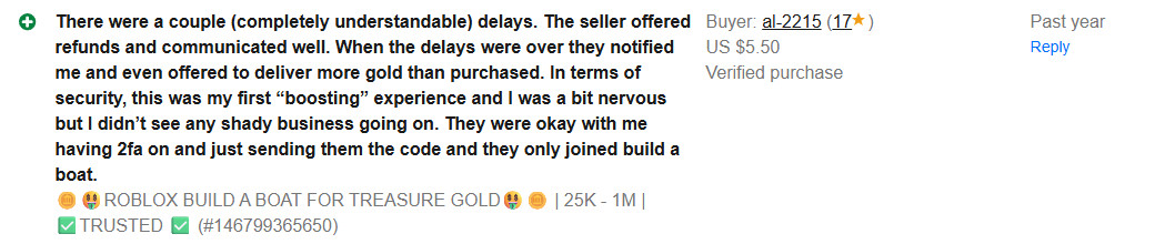 🪙🤑ROBLOX BUILD A BOAT FOR TREASURE GOLD🤑🪙 | 25K – 500K | ✅TRUSTED ✅