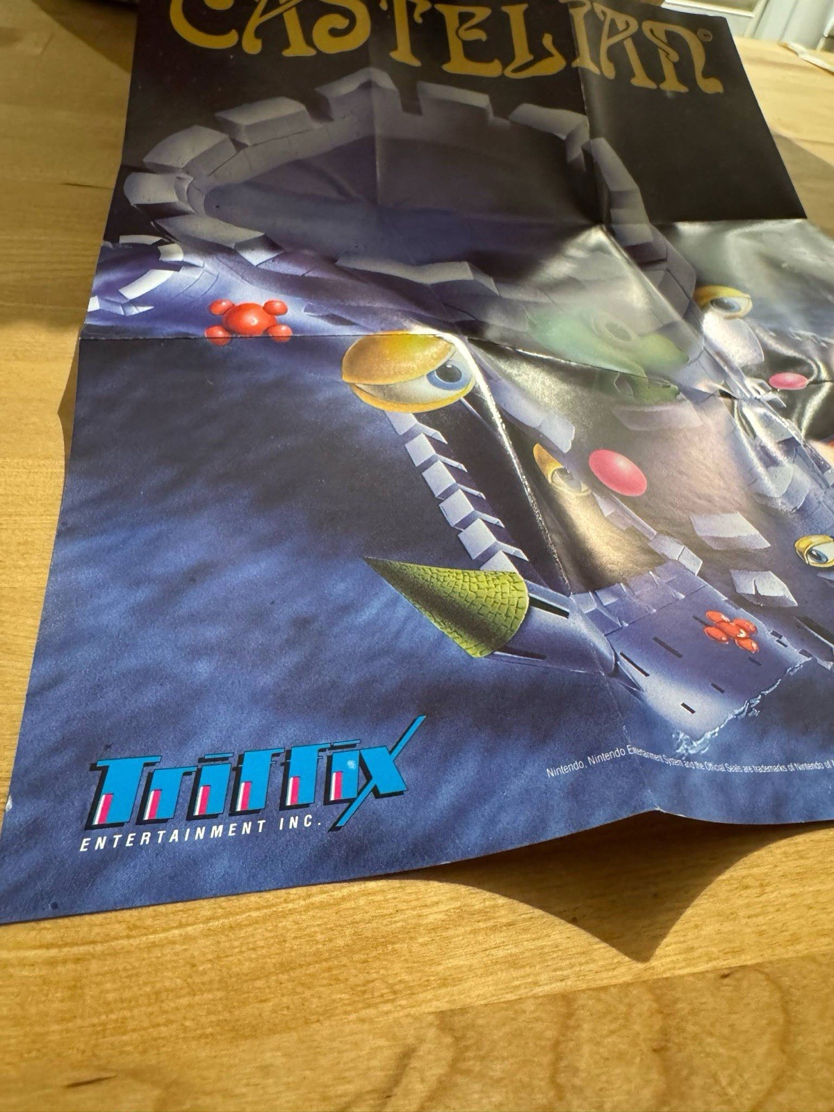Castelian NES Poster VTG Nintendo 1980s Triffix Promo Fold-Out Original Insert
