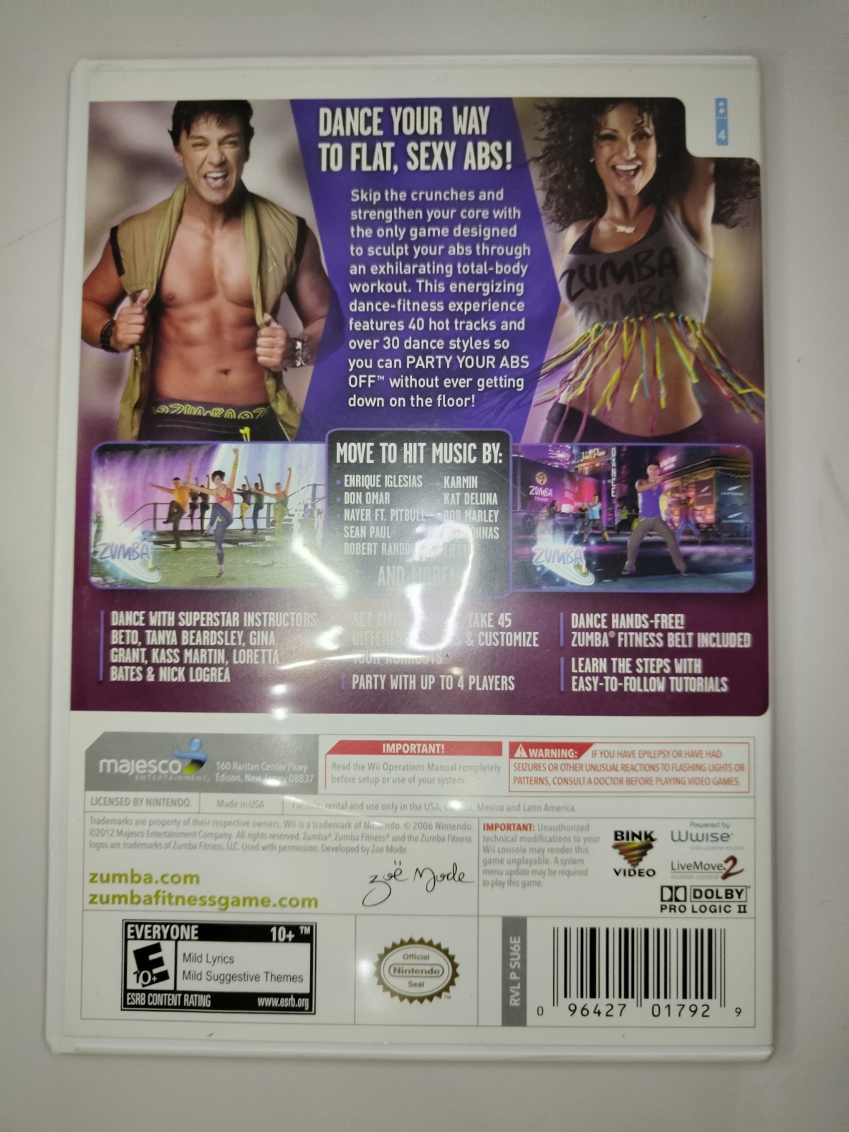 Zumba Fitness Core Nintendo Wii Video Game Complete Case Manual Majesco 2012 CIB