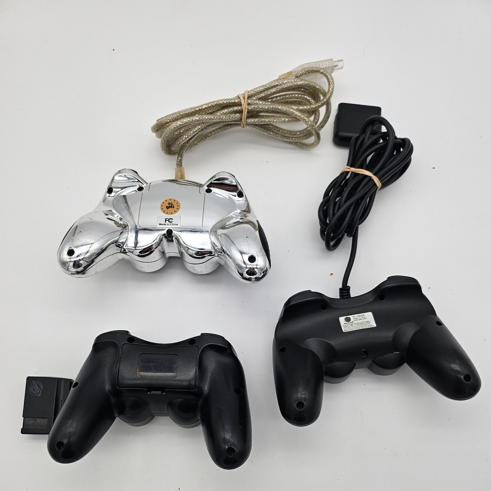 Lot of 3 PS2 Third Party Controllers 1 Datel 2 Pelican All Untested