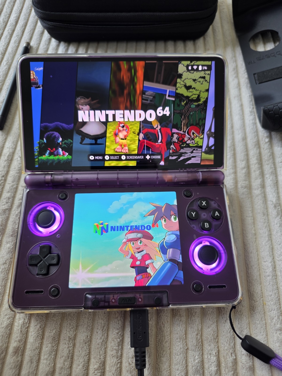 Ayn Thor Purple Max 1TB PLUS 1 TB SD CARD With Games Installed ES-DE Frontend