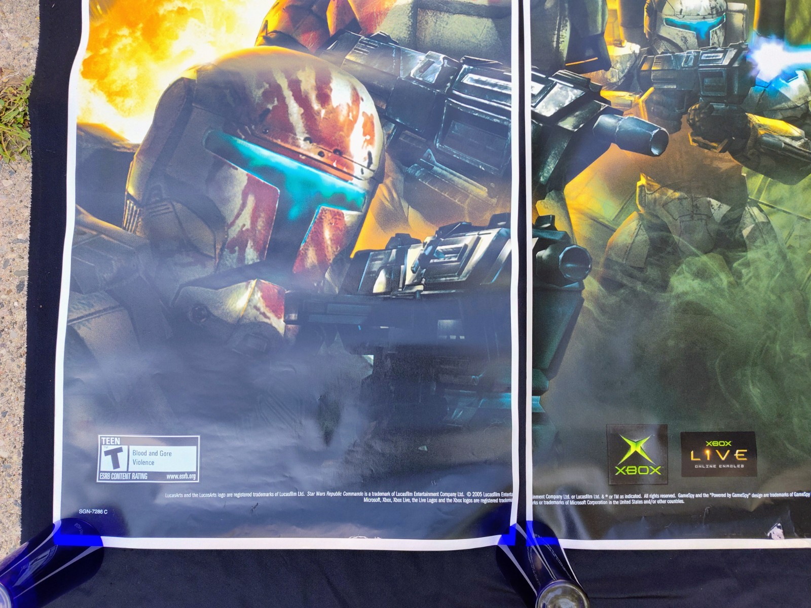 RARE Original Star Wars Republic Commando 2-Piece Vinyl Banner Xbox Promo 4x5ft