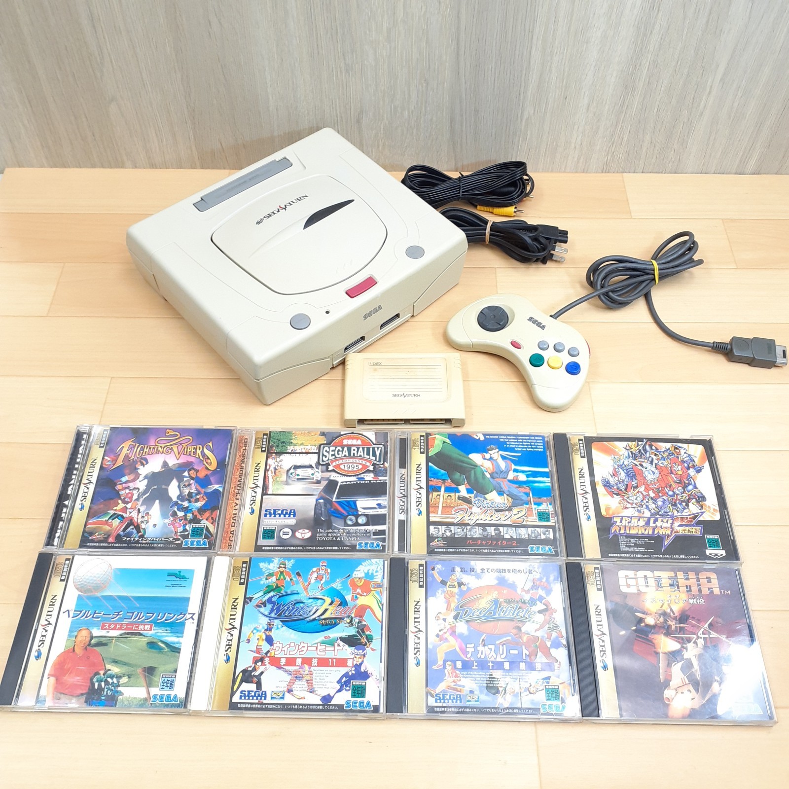 Sega Saturn Japanese White Console Bundle with 8 Games & Memory Tested HST-3220