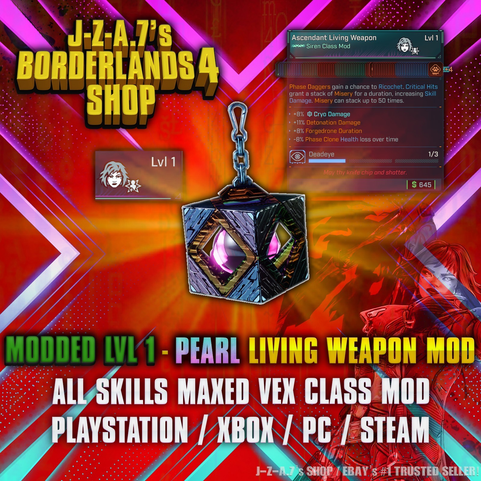 Borderlands 4✨ MODDED CLASS MOD VEX LIVING WEAPON LEVEL ONE BL4 ✅PC-PS-XBOX✨