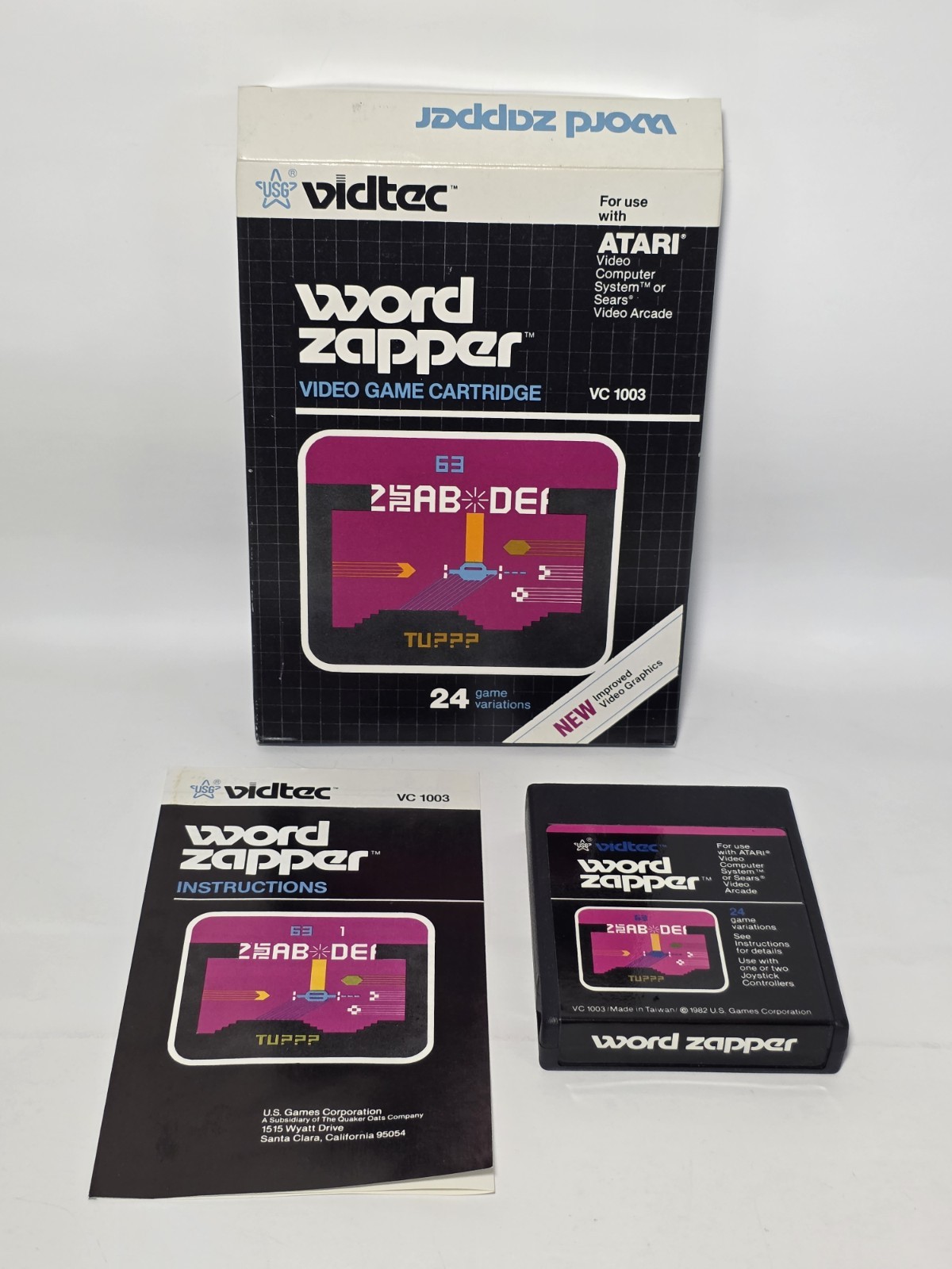 Vtg 1982 Atari VCS VC1003 Word Zapper Complete CIB MINTY!