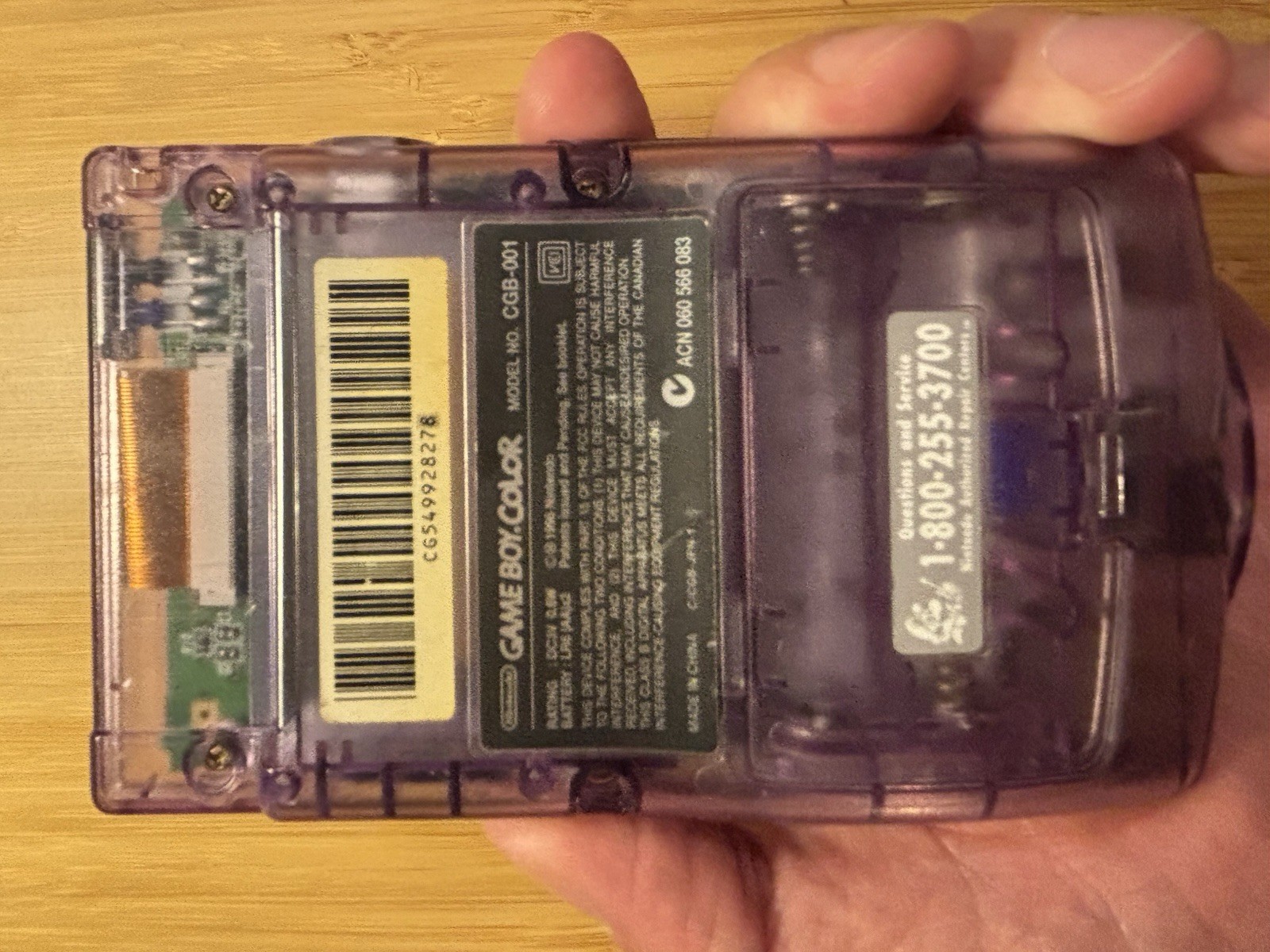Nintendo Game Boy Color CGB-001 Atomic Purple Clear NTSC-U/C Color Screen