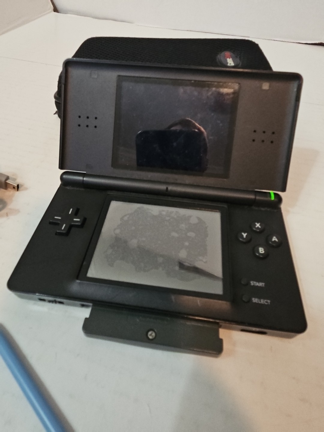 Nintendo DS Lite Onyx Black With Slot Protector. READ TESTED PARTS OR REPAIR