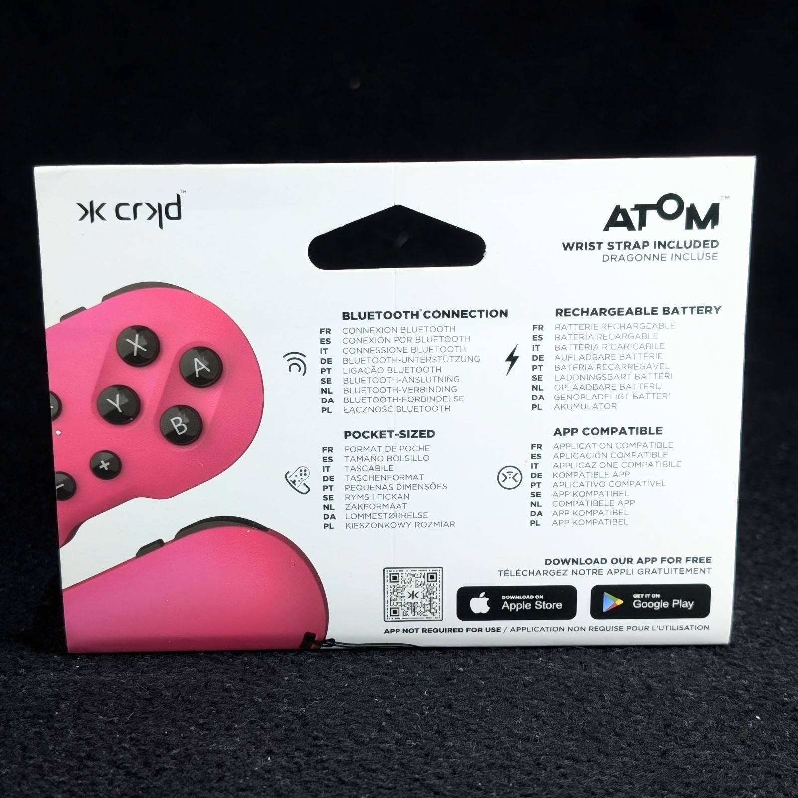 CRKD ATOM Collectible Keychain Controller Hot Pink Switch PC Android iOS Apple