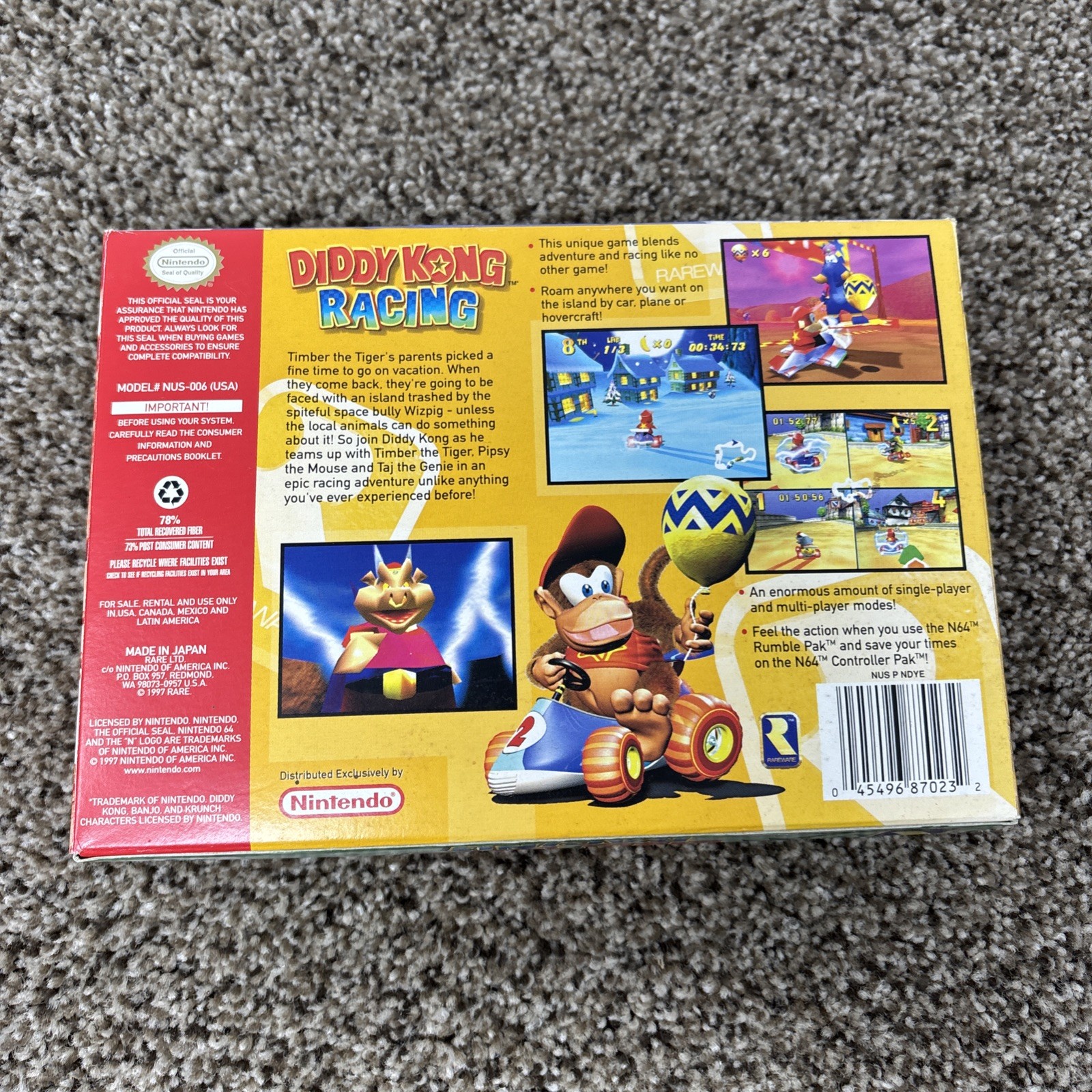 Nintendo 64 1997 Diddy Kong Racing BOX ONLY NO GAME!