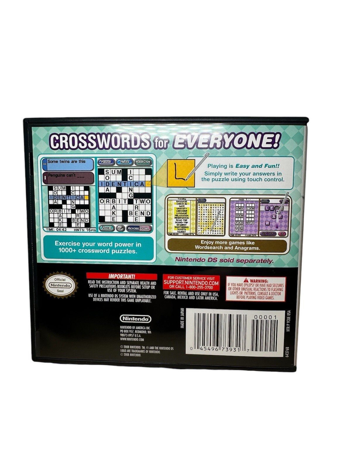 Crosswords – Nintendo DS Complete in Original Case and Manual Book Excellent