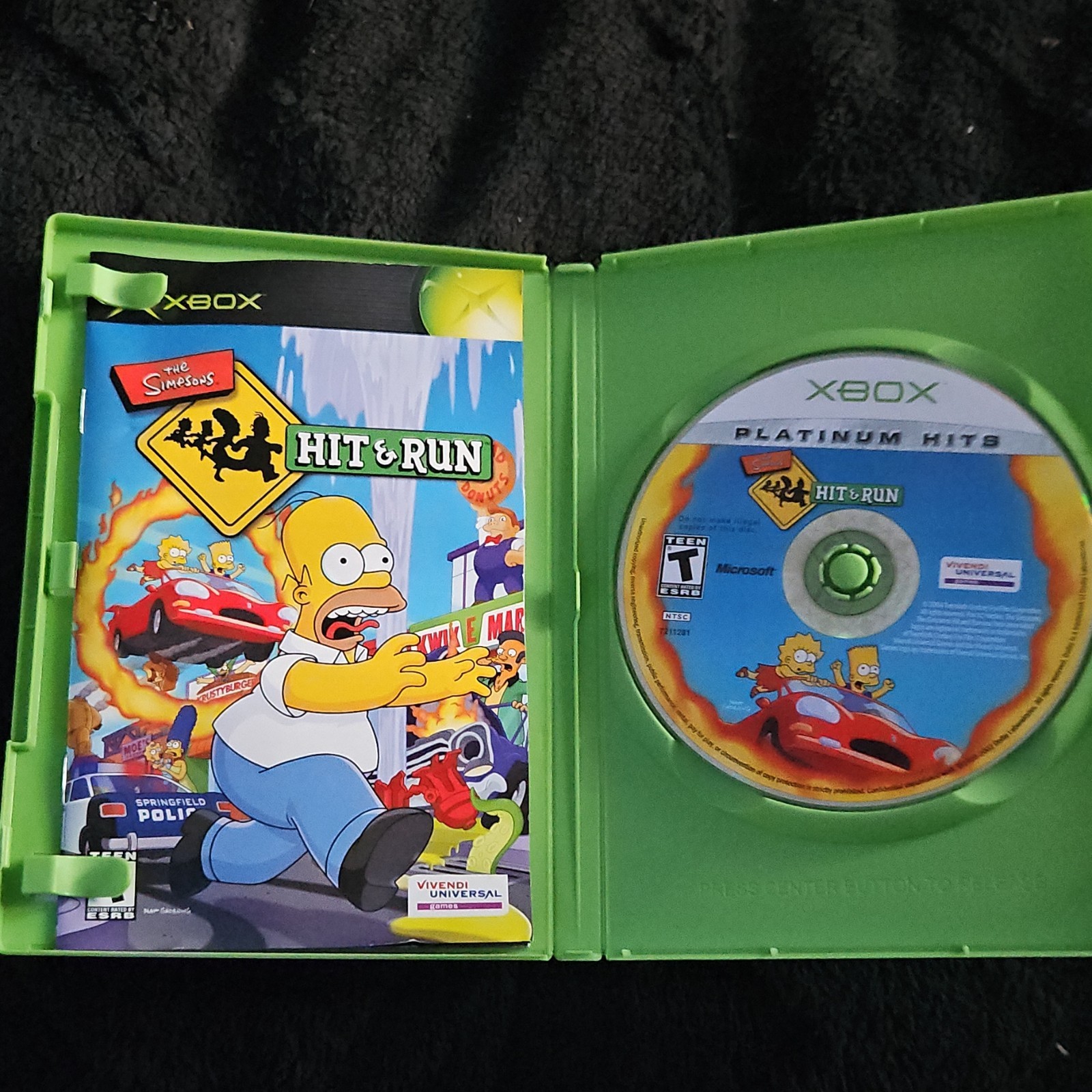 Vivendi The Simpsons: Hit & Run Platinum Hits Microsoft Xbox T Manual Case Disc