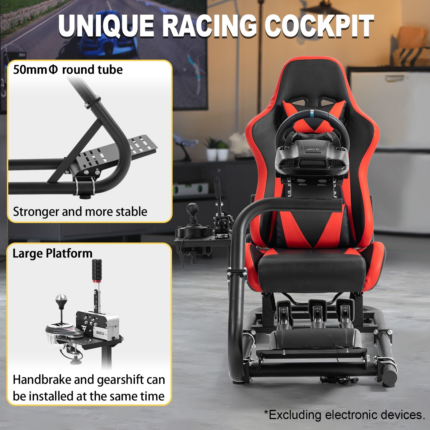 Marada G29 Racing Simulator Cockpit Wheel Stand with Seat Fit Logitech G923 G920
