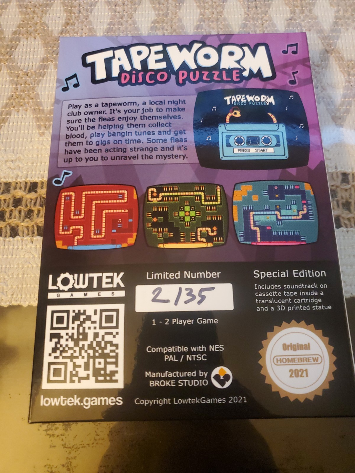 Tapeworm Disco Puzzle Special Edition for NES w Cassette Soundtrack USED 2 of 35