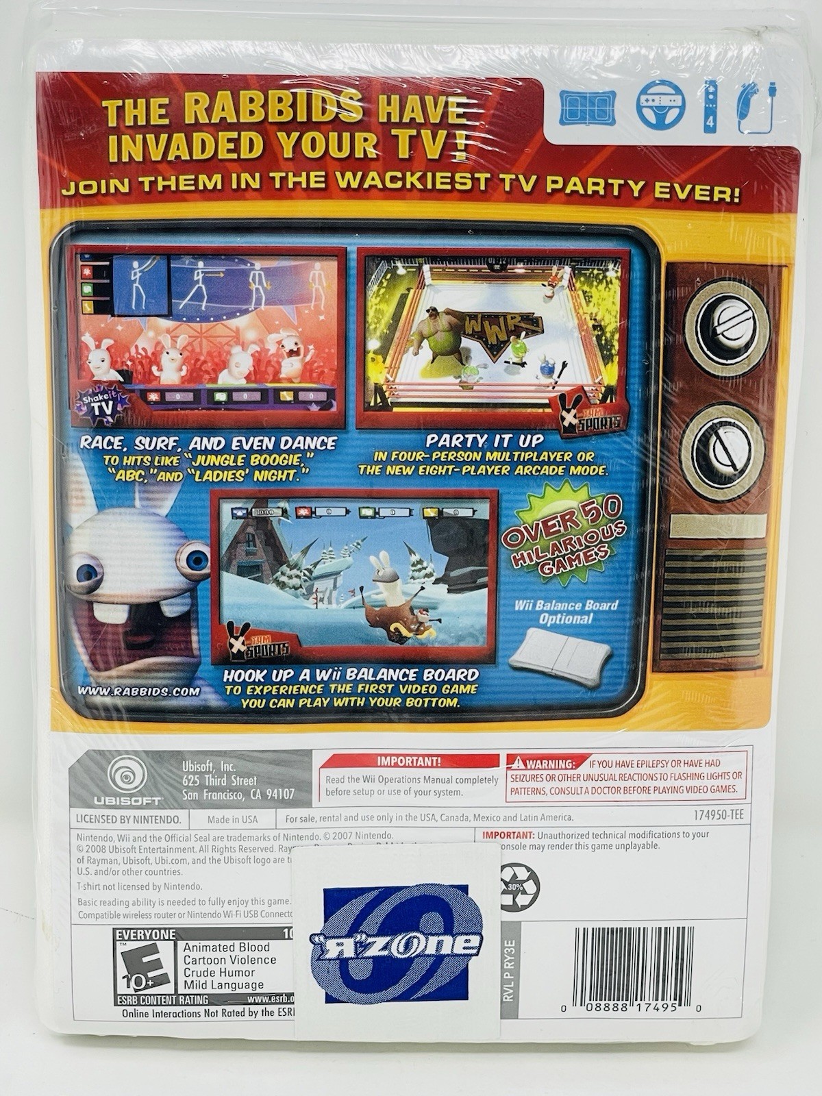 Brand New Rayman Raving Rabbids Nintendo Wii TV Party Video Game SHIRT BUNDLE